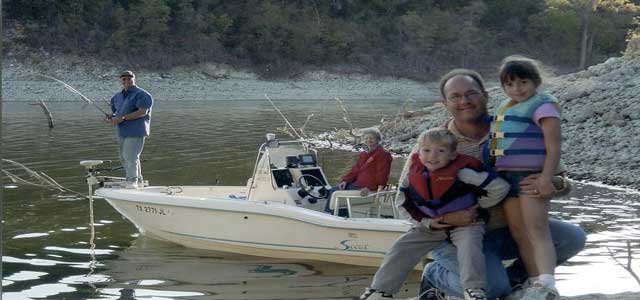 Family Fishing in cove at Lake Whitney