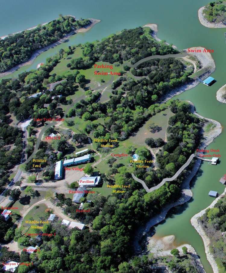 Aerial Map of Cherokee Village Resort at Lake Whitney